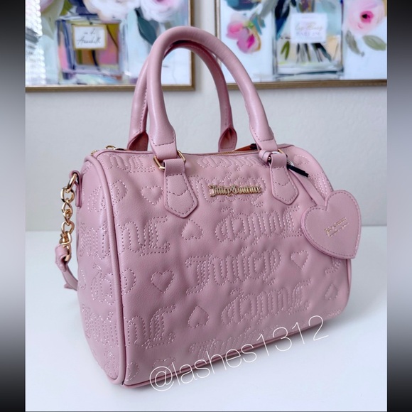 JUICY COUTURE Bag Fame Satchel - Blush Pink Quilted Logo - Picture 4 of 7